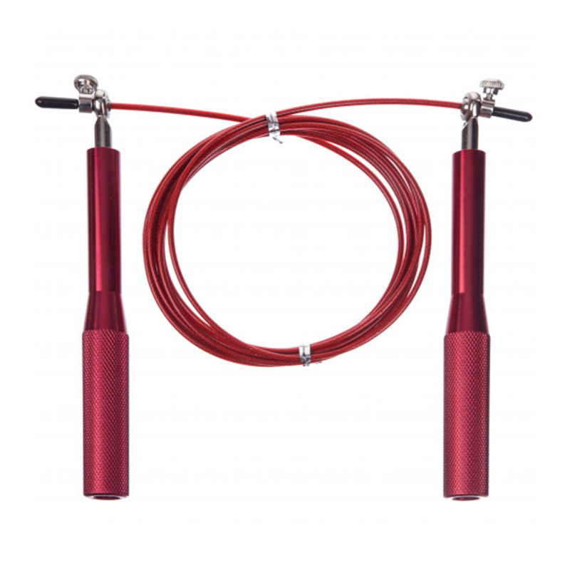 Швидкісна скакалка EasyFit Aluminium зі сталевим тросом та алюмінієвими ручками червона large popup