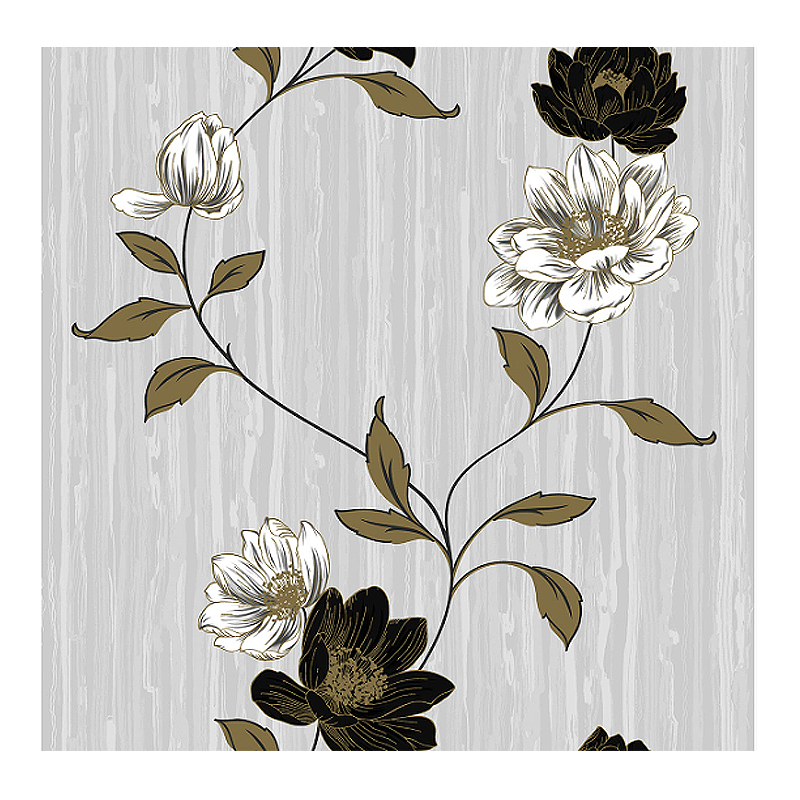 Шпалери Kontinent, Естель, сірий фон білі квіти, сімплекс, 5.32м²*10.05м*53см (1380)МП large popup