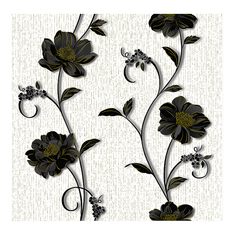 Шпалери Kontinent, Демі, чорні квіти білий фон, сімплекс, 5.32м²*10.05м*53см (1265)МП large popup
