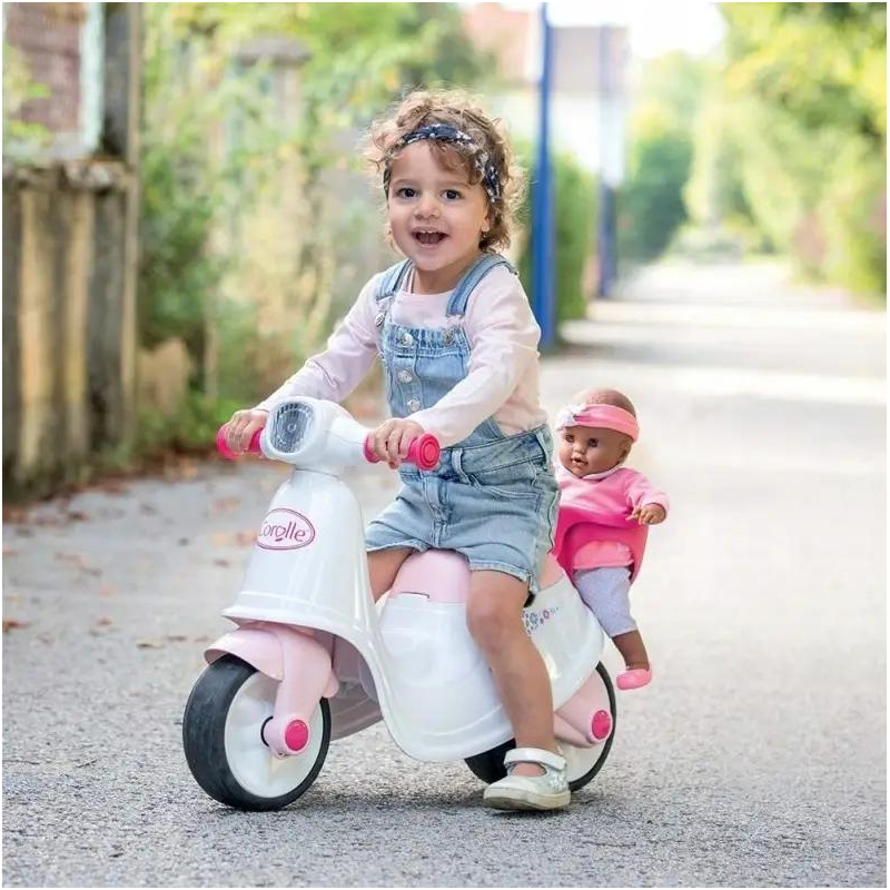 Скутер дитячий із кошиком для ляльки Smoby біло-рожевий 721004 large popup