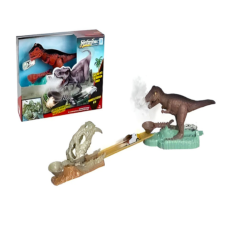 Трек Динозавр з металевою машинкою, музика, світло, дим., коробка 46,5*11*29,5 (9977-3) large popup