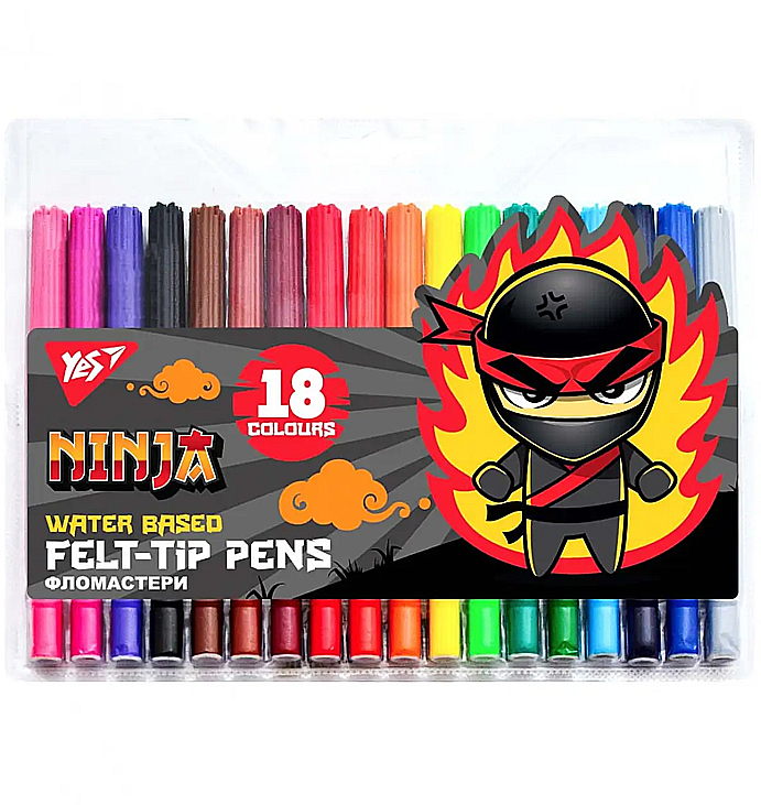 Фломастери YES 18 кольорів 'Ninja' (650532) large popup