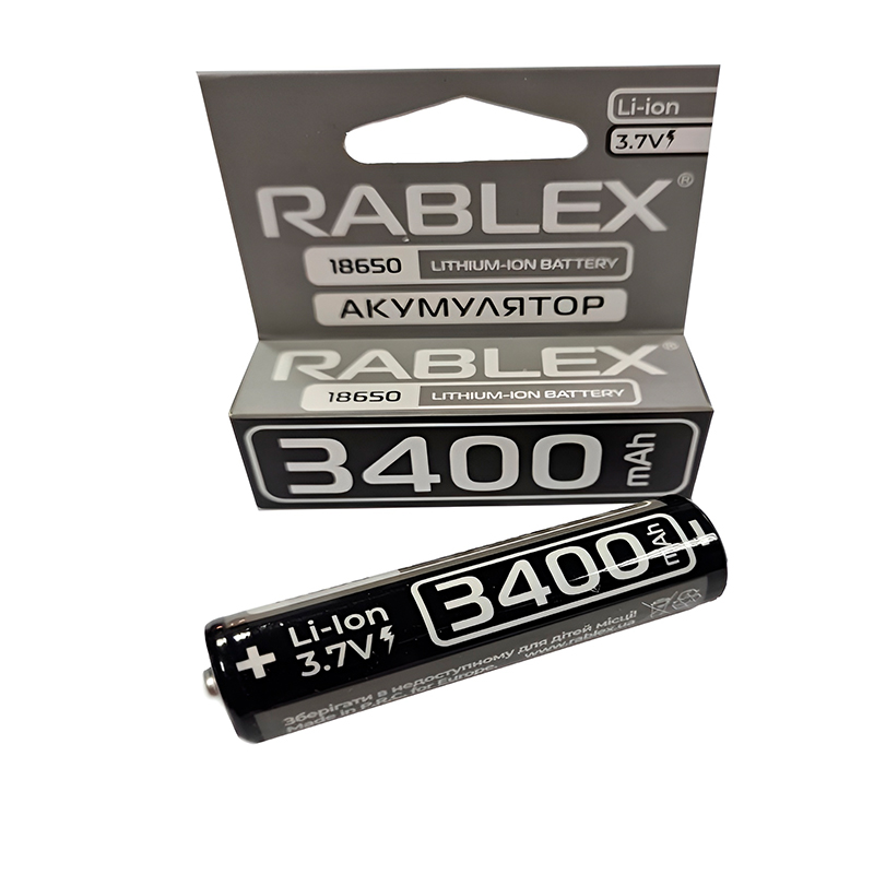Аккумулятор 18650 Rablex 3400mAh 3.7V Li-ion
 large popup