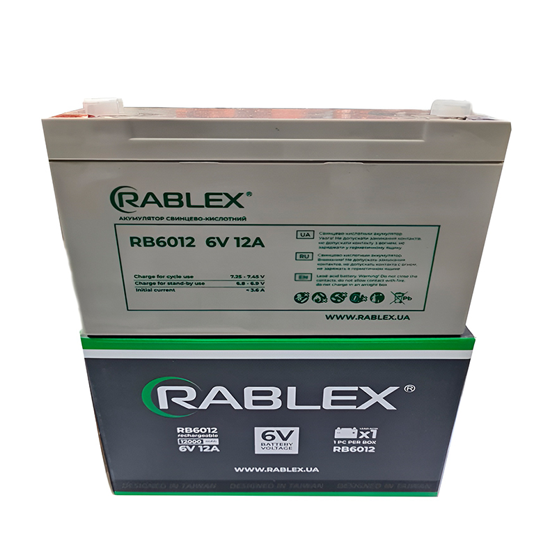Аккумулятор свинцово-кислотный Rablex 6V-12Ah, RB1212
 large popup