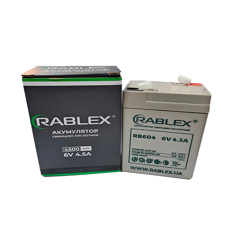 Аккумулятор свинцово-кислотный Rablex 6V-4,5Ah, RB604
 large popup