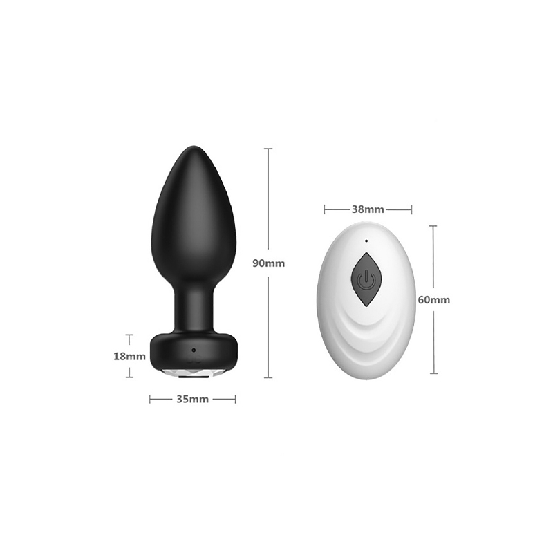 Анальна пробка з вібрацією та камінчиком Wo-sex forlove. Чорна. S/M large popup