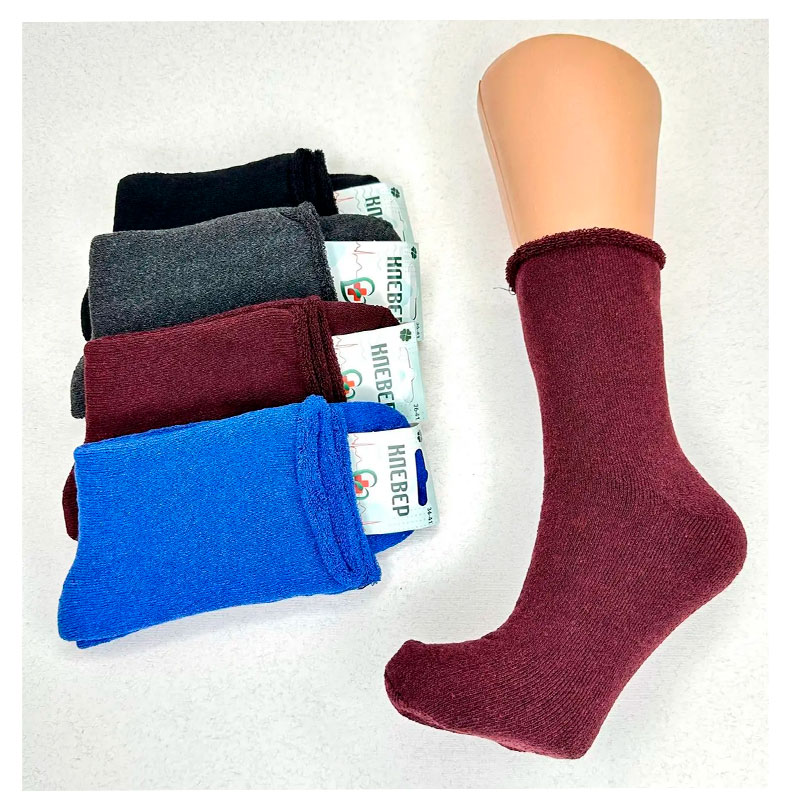 Шкарпетки медичні жіночі оптом, махрові без резинки Клевер, 6 пар, р.36-41 (040904) large popup