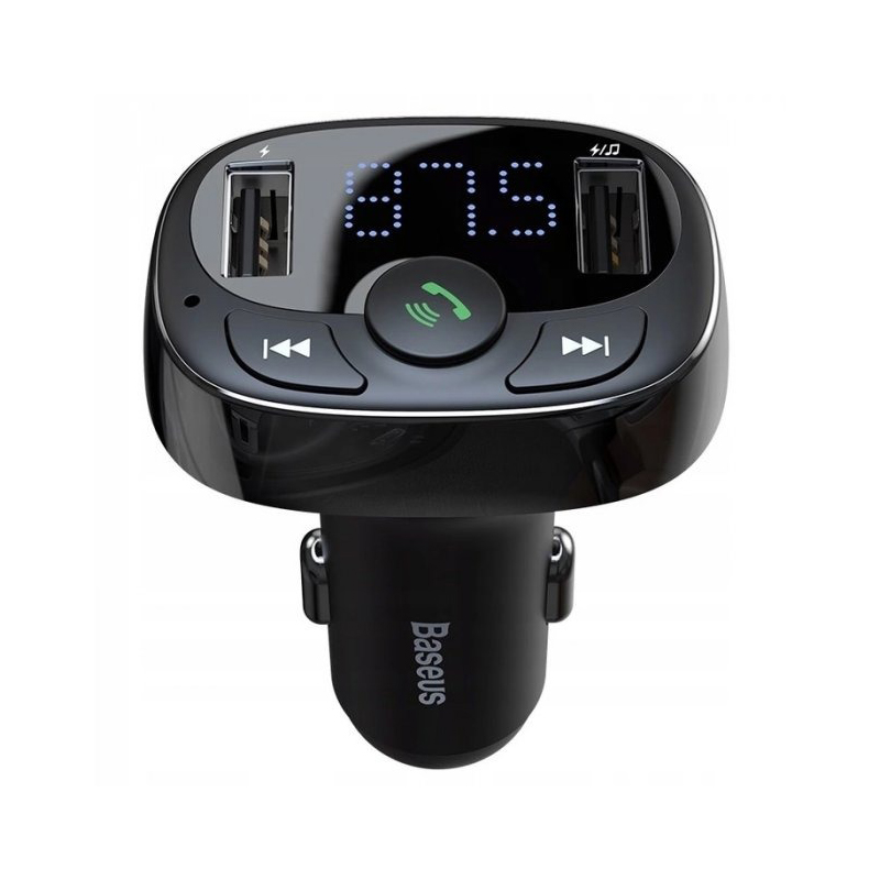 Автомобільний зарядний пристрій Baseus T-typed Bluetooth MP3 charger with car holder Black
 large popup