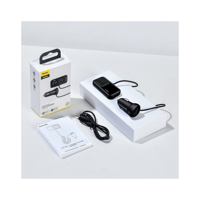 Автомобільний зарядний пристрій Baseus T-typed S-16 wireless MP3 car charger USB Black
 large popup