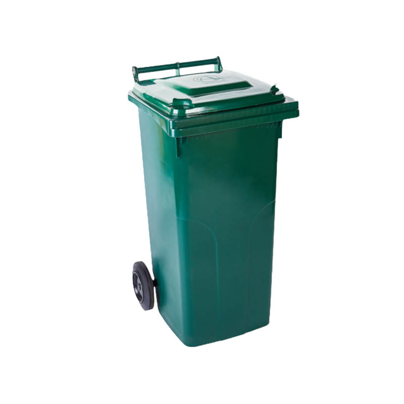 Бак для сміття Алеана на колесах з ручкою , зелений, 120 л large popup
