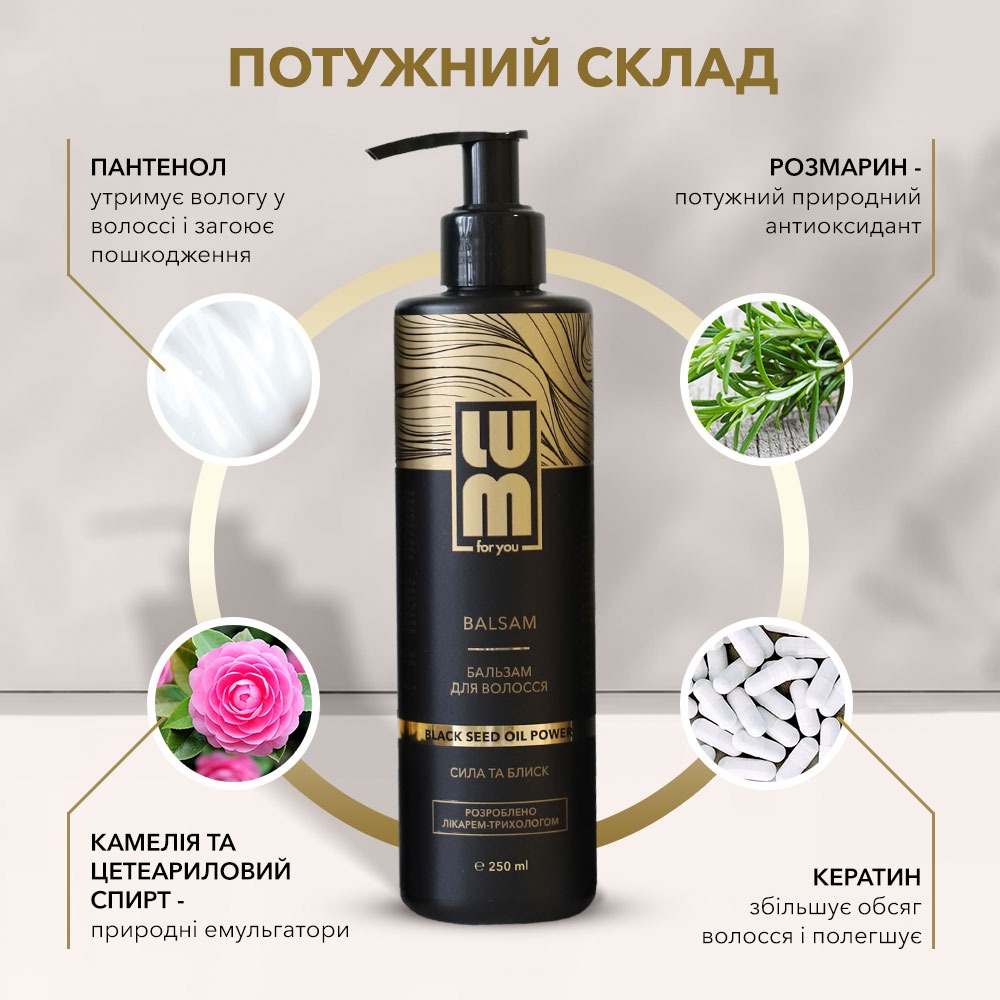 Бальзам для волосся LUM Black seed oil power Сила та блиск, 250 мл lum003 large popup