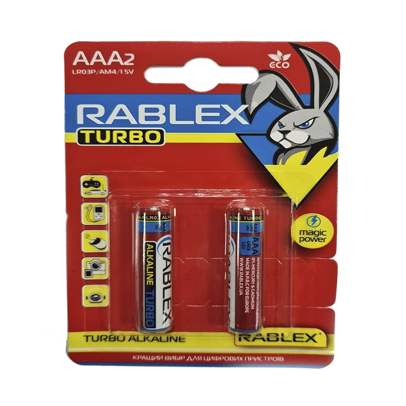 Батарейка LR03 Rablex , 1шт (trey по 2шт) AAA large popup