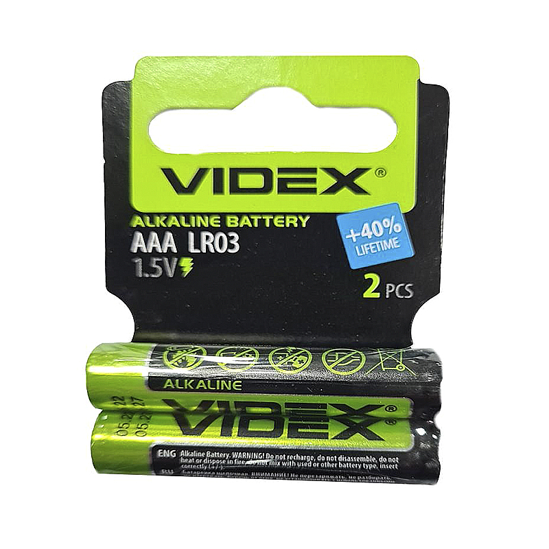 Батарейка LR03 Videx, 1шт (блистер по 2шт) AAA large popup