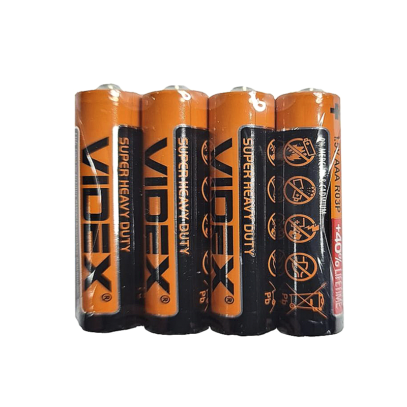 Батарейка R03 Videx , 1шт (trey по 4шт) AAA large popup