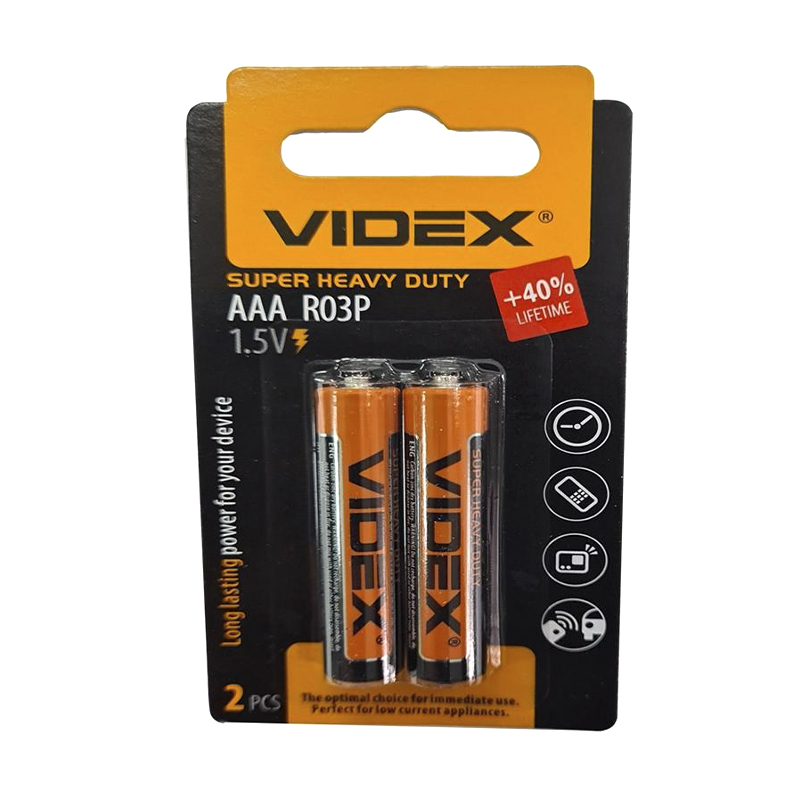 Батарейка R03 Videx мини, 1шт (блистер по 4 шт) AAA large popup