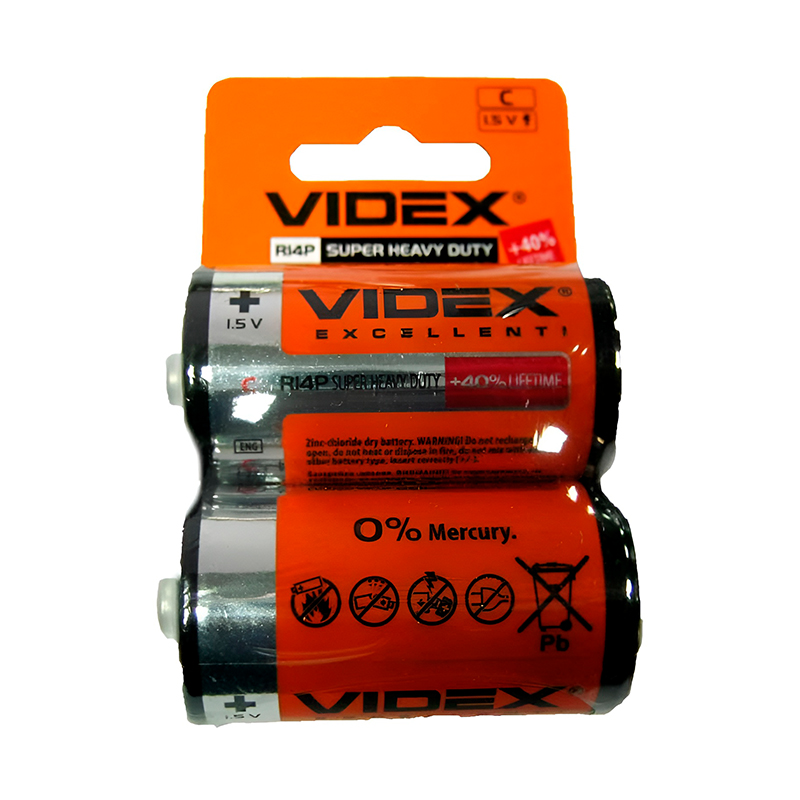 Батарейка R14 Videx, 1шт (блістер по 2шт) C
 large popup