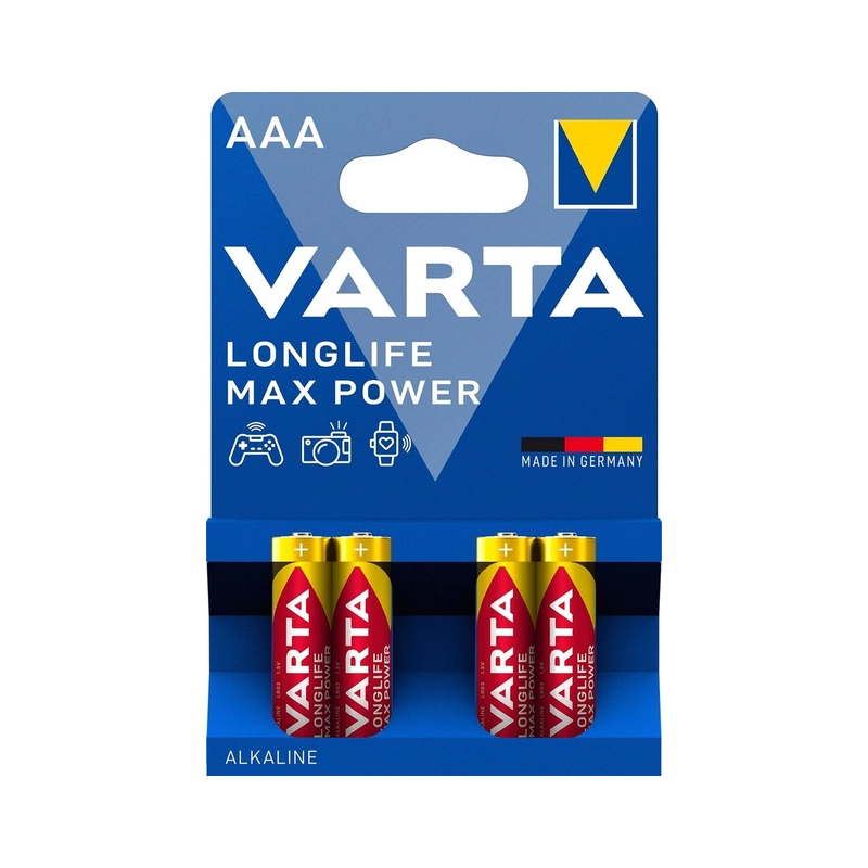 Батарейка VARTA LONGLIFE Max Power AAA (міні-пальчик), 1уп (4шт) () large popup
