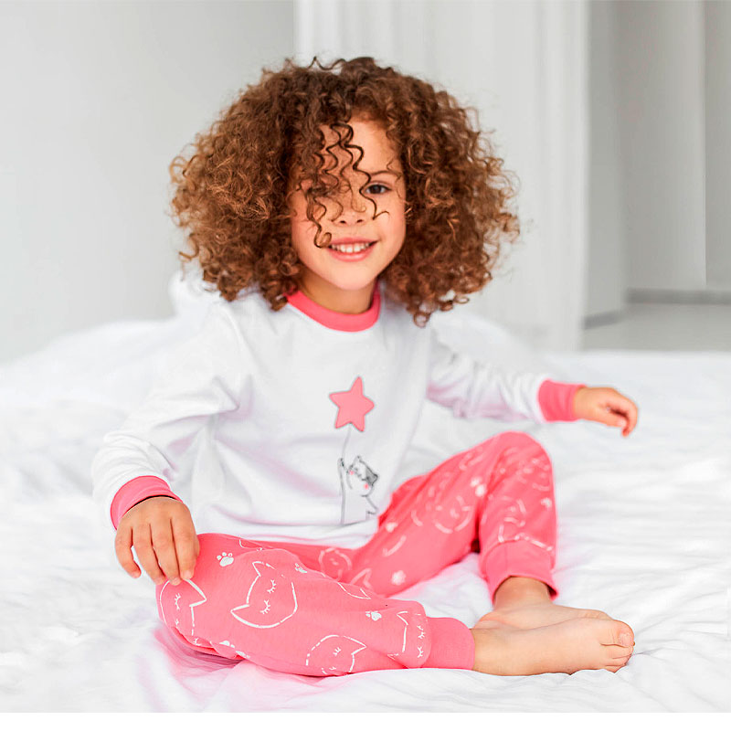 Піжамка Bembi дитяча універсальна, лонгслів зі штанами, біла з рожевим, р.80 (ПЖ53 131) large popup