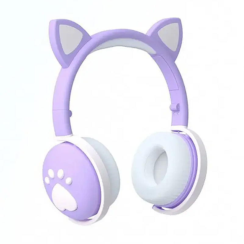 Навушники бездротові дитячі "CAT" ВК-1 з котячими вушками, LED, світло-фіолетові (34913)  - 42147 large popup