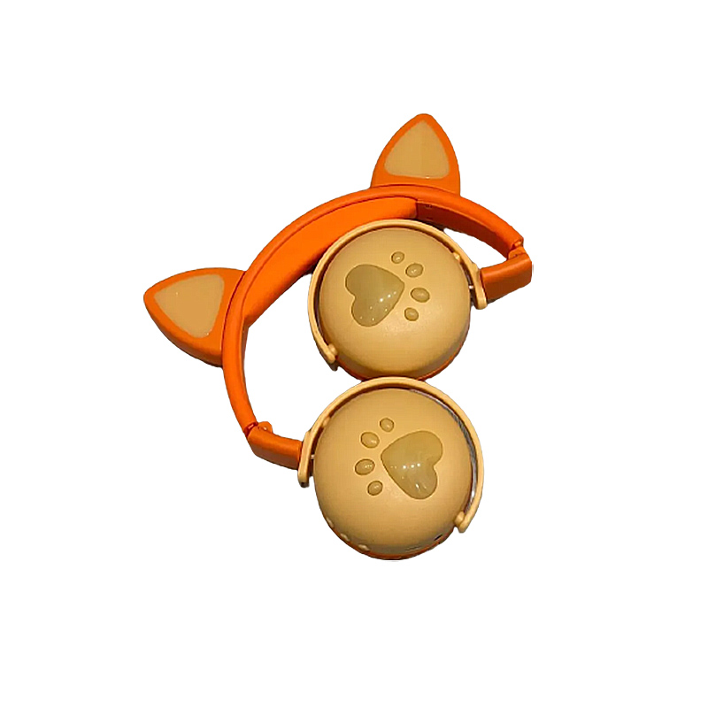 Навушники бездротові дитячі з вушками і LED підсвічуванням BK9, помаранчеві (34784)  large popup