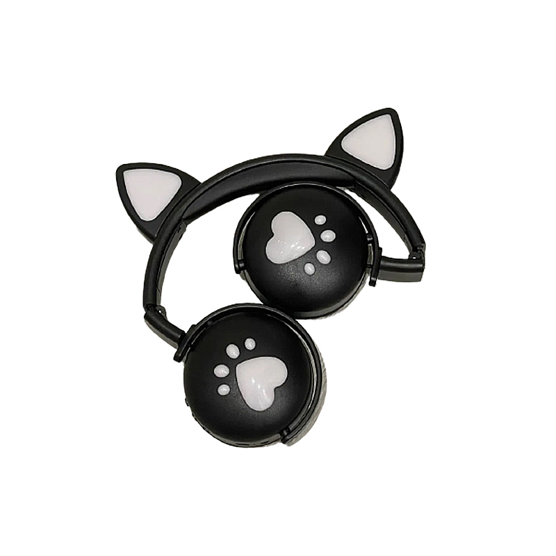 Бездротові дитячі навушники з вушками і LED підсвічуванням BK9, чорний (34746) large popup