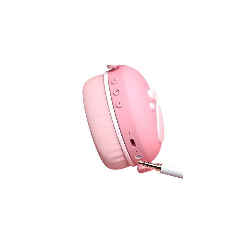 Навушники бездротові дитячі з котячими вушками, LED, рожевий (34739) large popup