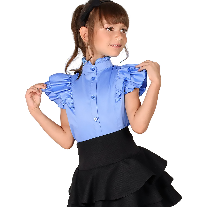 Блузка Zironka блакитна без рукавів для дівчинки, р.140 (арт. 2622300503) large popup
