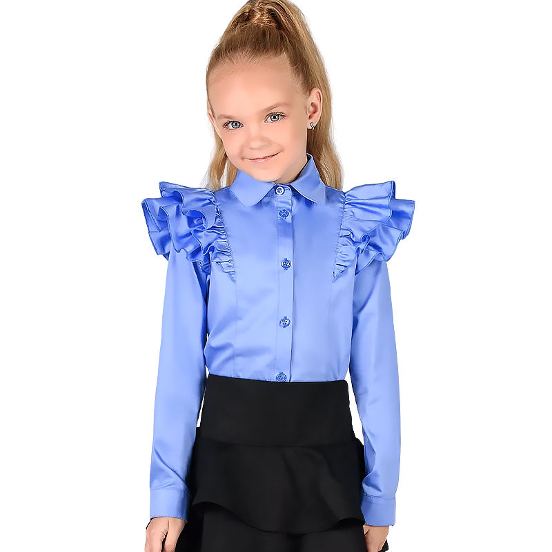 Блузка Zironka блакитна з довгим рукавом для дівчинки, р.116 (арт. 2622300403) large popup