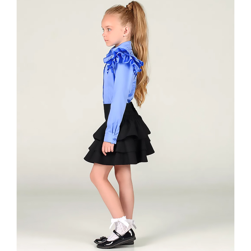 Блузка Zironka блакитна з довгим рукавом для дівчинки, р.140 (арт. 2622300403) large popup