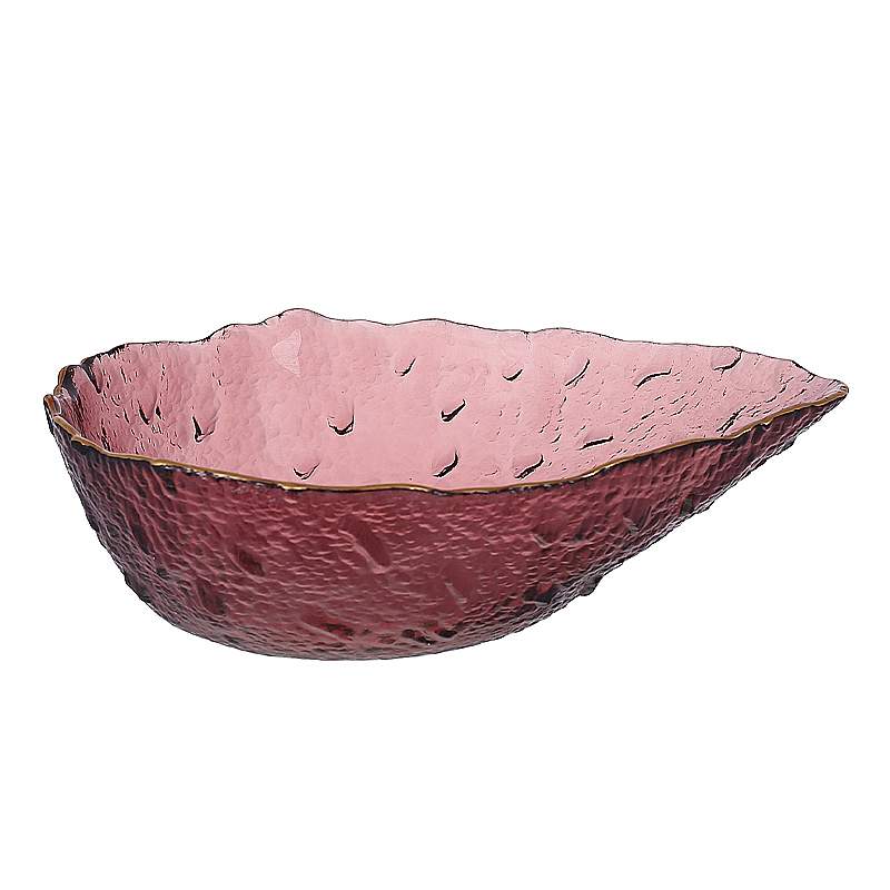 Салатник Bonadi Drop, скляний, пурпурний із золотим обідком 22*17*7 см (992-079) large popup