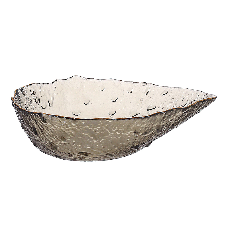 Салатник Bonadi Drop, скляний, сірий із золотим обідком 20,5*15,5*5,5 см (992-073) large popup