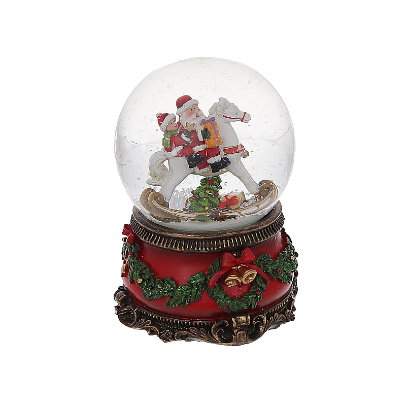 Декоративна водяна куля Санта на коні 14.4см з музикою large popup