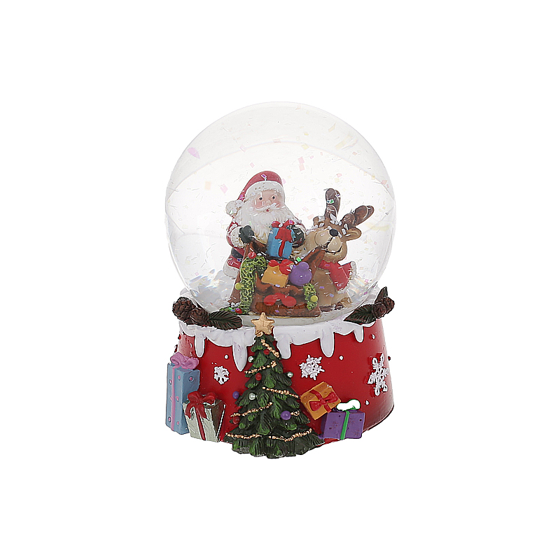 Декоративна водяна куля Санта з мішком подарунків 8см large popup