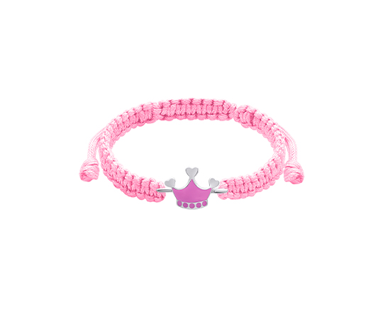 Браслет UmaUmi плетений з короною, рожевий, срібний, 1.18 г. (003231)
 large popup