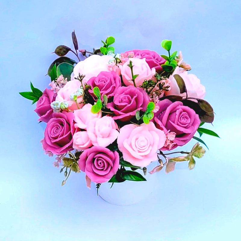 Букет троянд з мила бузково-рожевий large popup