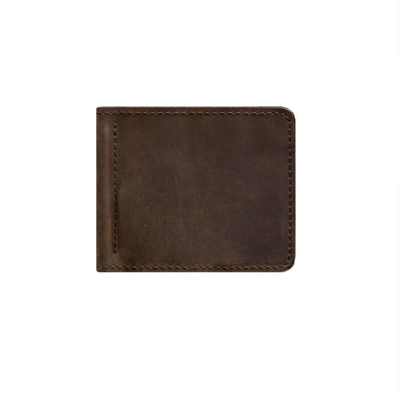 Чоловіче шкіряне портмоне темно-коричневе 1.0 затиск для грошей large popup