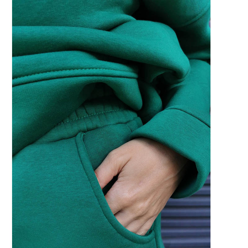 Костюм Pola на флісі (худі з подвійним капюшоном + високі джогери), тринитка, зелений, р. М (1/13) - 31723 large popup