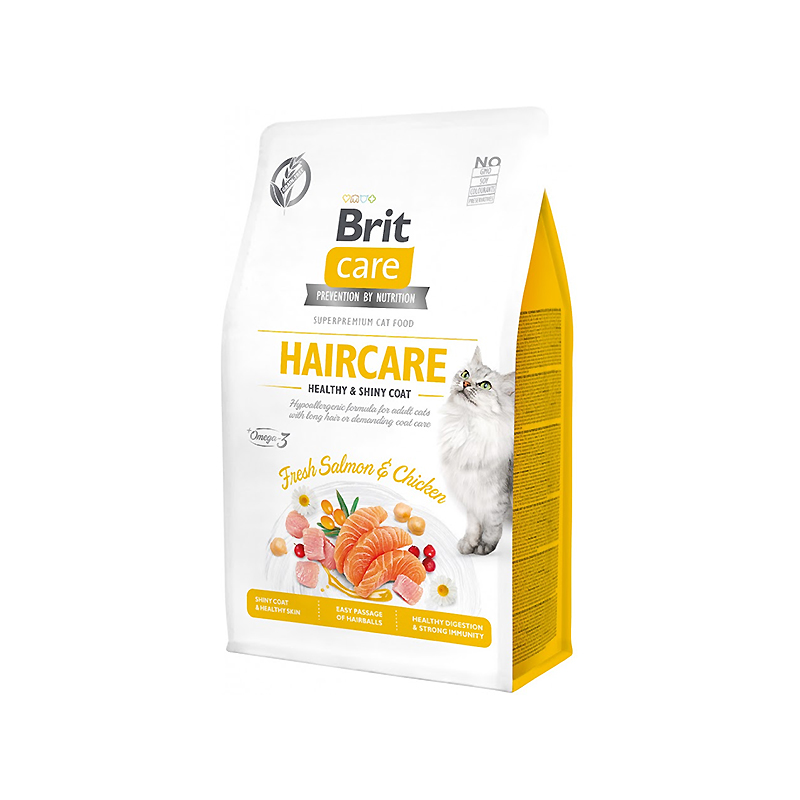 Cухий корм для кішок Brit care cat gf haircare healthy and shiny coat 400 г large popup