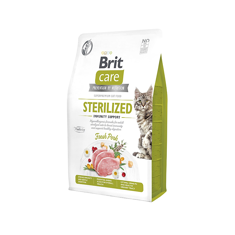 Cухий корм для кішок Brit care cat gf sterilized immunity support зі свининою 2 кг large popup