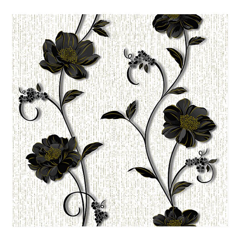 Шпалери Kontinent, Демі, чорні квіти білий фон, сімплекс, 5.32м²*10.05м*53см (1265)МП thumbnail popup