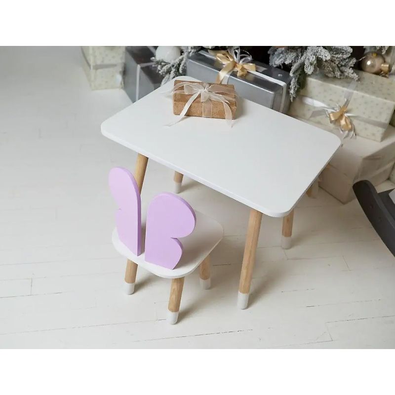 Столик дитячий прямокутний зі стільчиком Метелик 46х60х45 см Білий/Фіолетовий (230031) thumbnail popup
