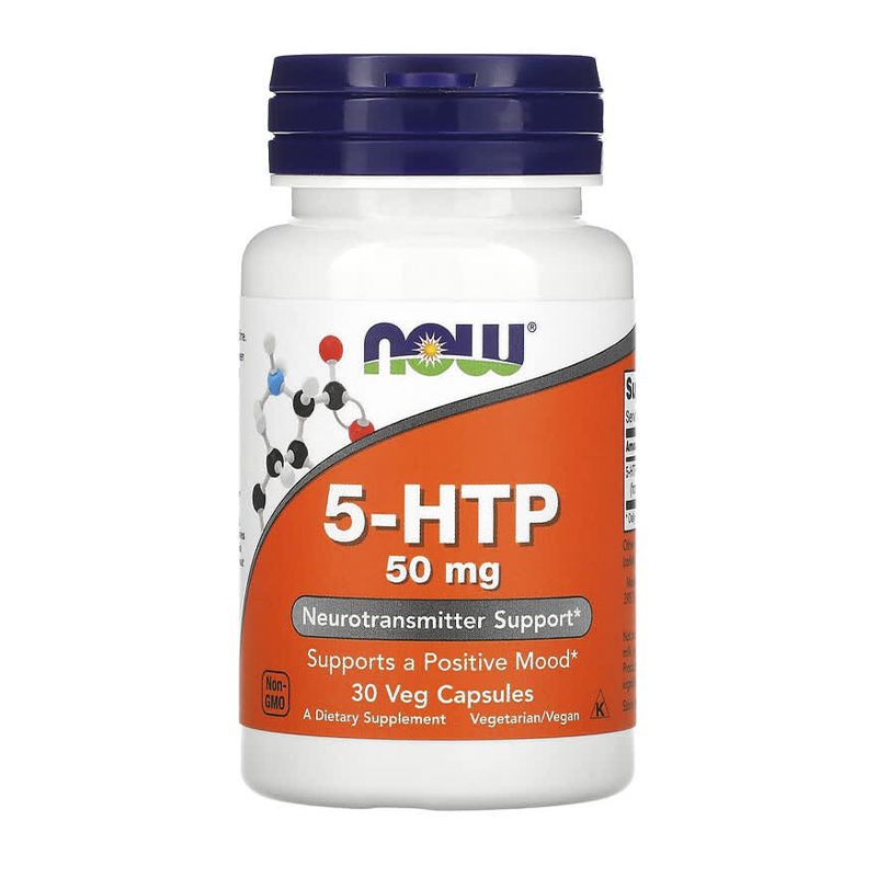 5-гідрокситриптофан, 5-HTP, 50мг, 30капсул, Now Foods thumbnail popup