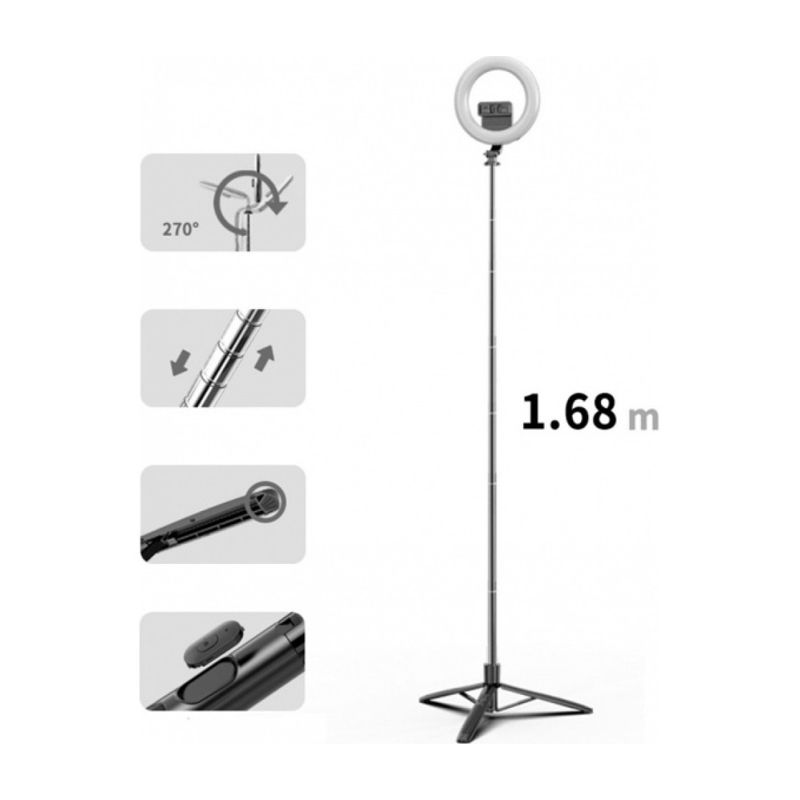 Лампа кільцева Usams US-ZB241 з тримачем для телефону, чорна thumbnail popup