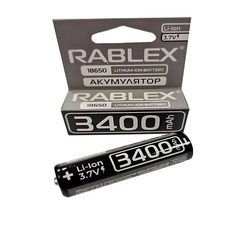 Аккумулятор 18650 Rablex 3400mAh 3.7V Li-ion
 thumbnail popup