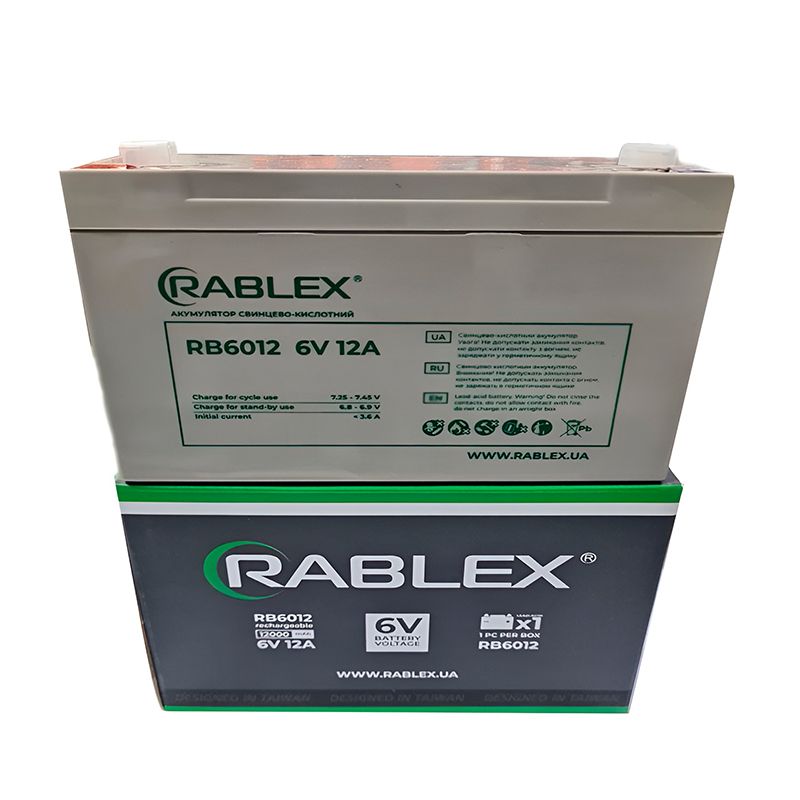 Аккумулятор свинцово-кислотный Rablex 6V-12Ah, RB1212
 thumbnail popup