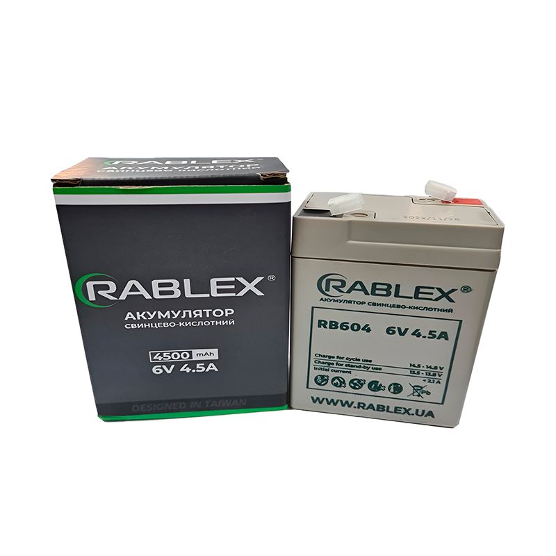 Аккумулятор свинцово-кислотный Rablex 6V-4,5Ah, RB604
 thumbnail popup