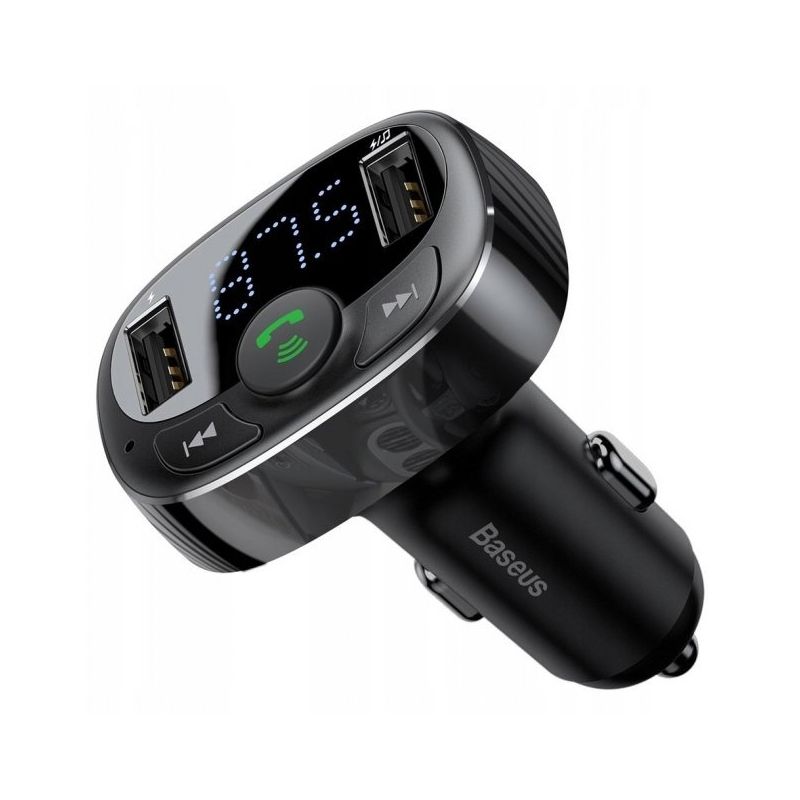 Автомобільний зарядний пристрій Baseus T-typed Bluetooth MP3 charger with car holder Black
 thumbnail popup