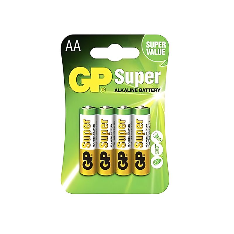 Батарейка LR6 GP super, 1шт (блістер по 4шт) AA (15A-2UE4) thumbnail popup
