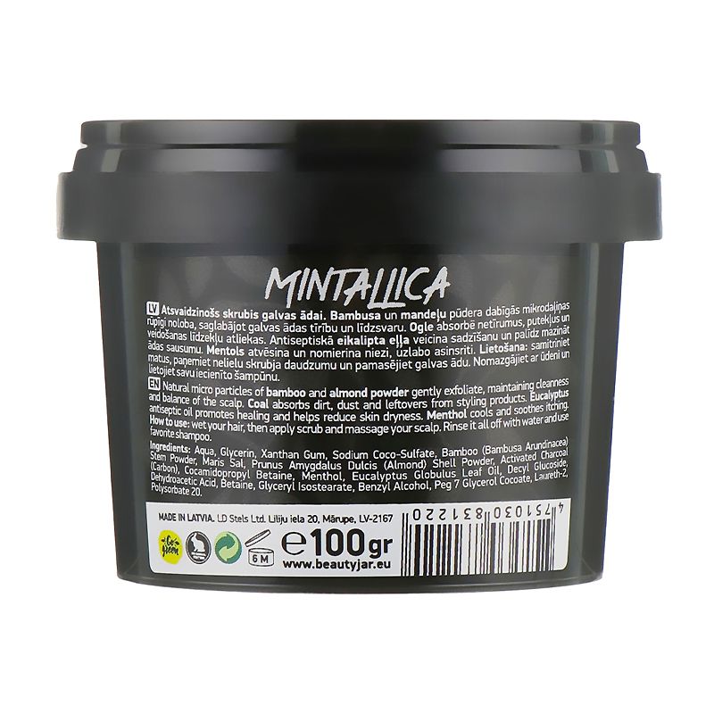 Beauty Jar Скраб-шампунь очищуючий для шкіри голови Mintallica 100 г thumbnail popup