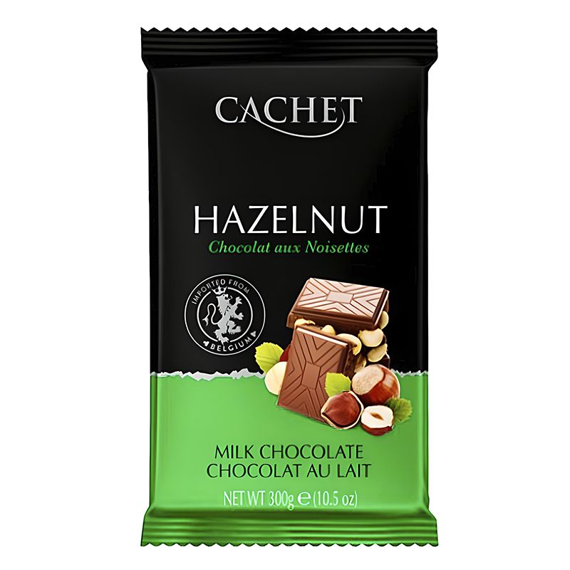Бельгійський молочний шоколад преміум класу з цілісним горіхом Cachet Hazelnut (Фундук), 300 г thumbnail popup